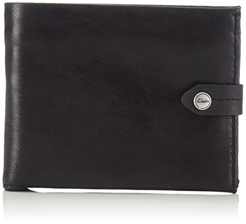 Clarks Rodez Art - Monedero de cuero hombre, color negro, talla 12x10x2 cm (B x H x T)