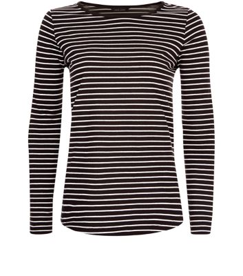 Comprar Black Stripe Crew Neck Long Sleeve Top al mejor precio