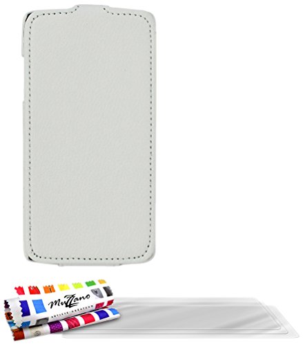 Comprar Muzzano Open Flip - Funda para Google Nexus 5 + 3 protecciones de pantalla, color blanco al mejor precio