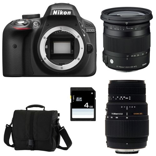 Comprar NIKON D3300 + SIGMA 17-70 CONTEMPORARY + SIGMA 70-300 DG MACRO + acabado + SD 4Go al mejor precio